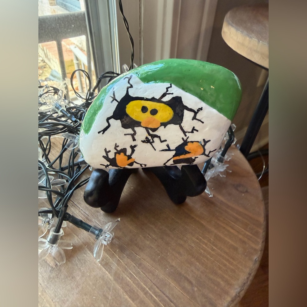 hand painted rock in duck hatchling theme - Picture 2 of 7
